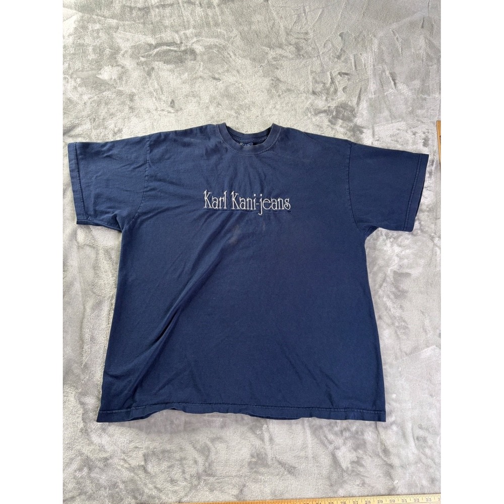 Karl Kani jeans Center Logo Y2K Navy Blue Vintage Short Sleeve